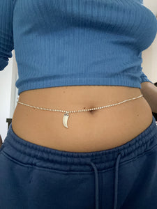 Silver horn pendant belly chain