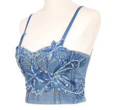 Denim sequin crop top