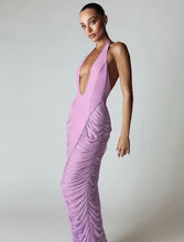 Purple plunge maxi dress