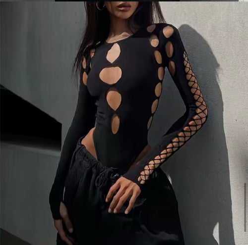 Black cut out bodysuit
