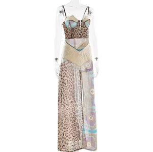 See through leopard print maxi dress