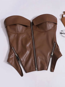 Faux leather corset top