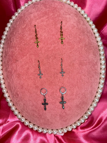 Cross pendant earrings