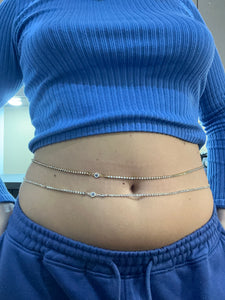 Small crystal evil eye belly chain