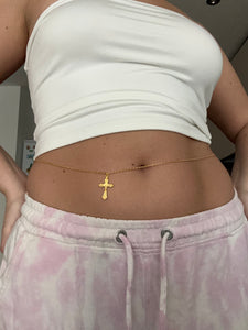 Gold cross belly chain