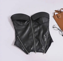 Faux leather corset top