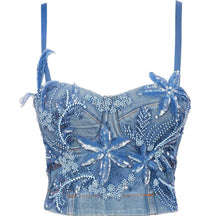 Denim sequin crop top