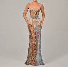 See through leopard print maxi dress