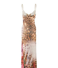 Leopard roses print maxi dress