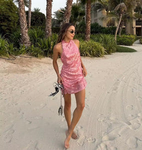 Pink sequin dress