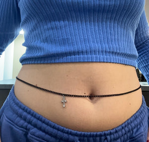 Small cross pendant belly chain