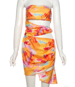 Colourful cut out mini dress