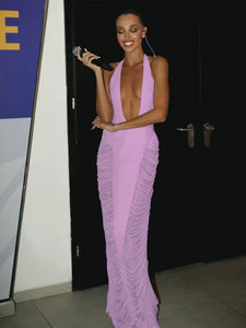 Purple plunge maxi dress