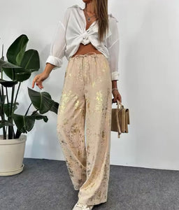 Metallic wide leg trousers