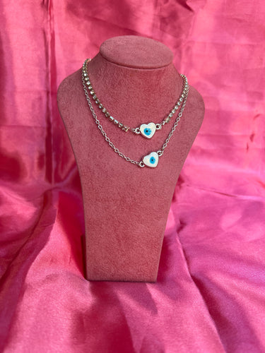 Evil eye heart necklace