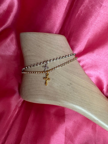 Cross pendant anklet