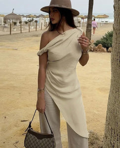 Beige tunic top