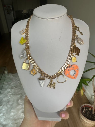 Gold multi colour initial necklace