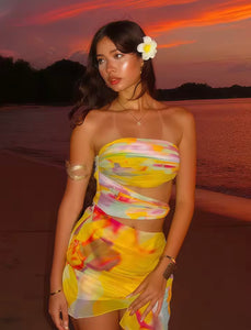 Colourful cut out mini dress