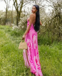 Pink rose maxi dress