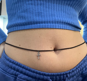 Small cross pendant belly chain