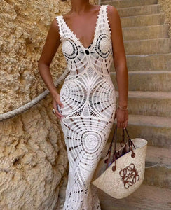 Crochet maxi beach dress