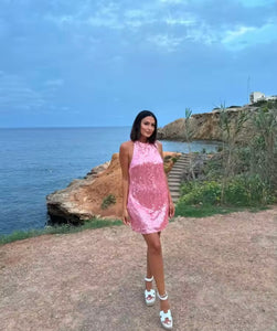 Pink sequin dress