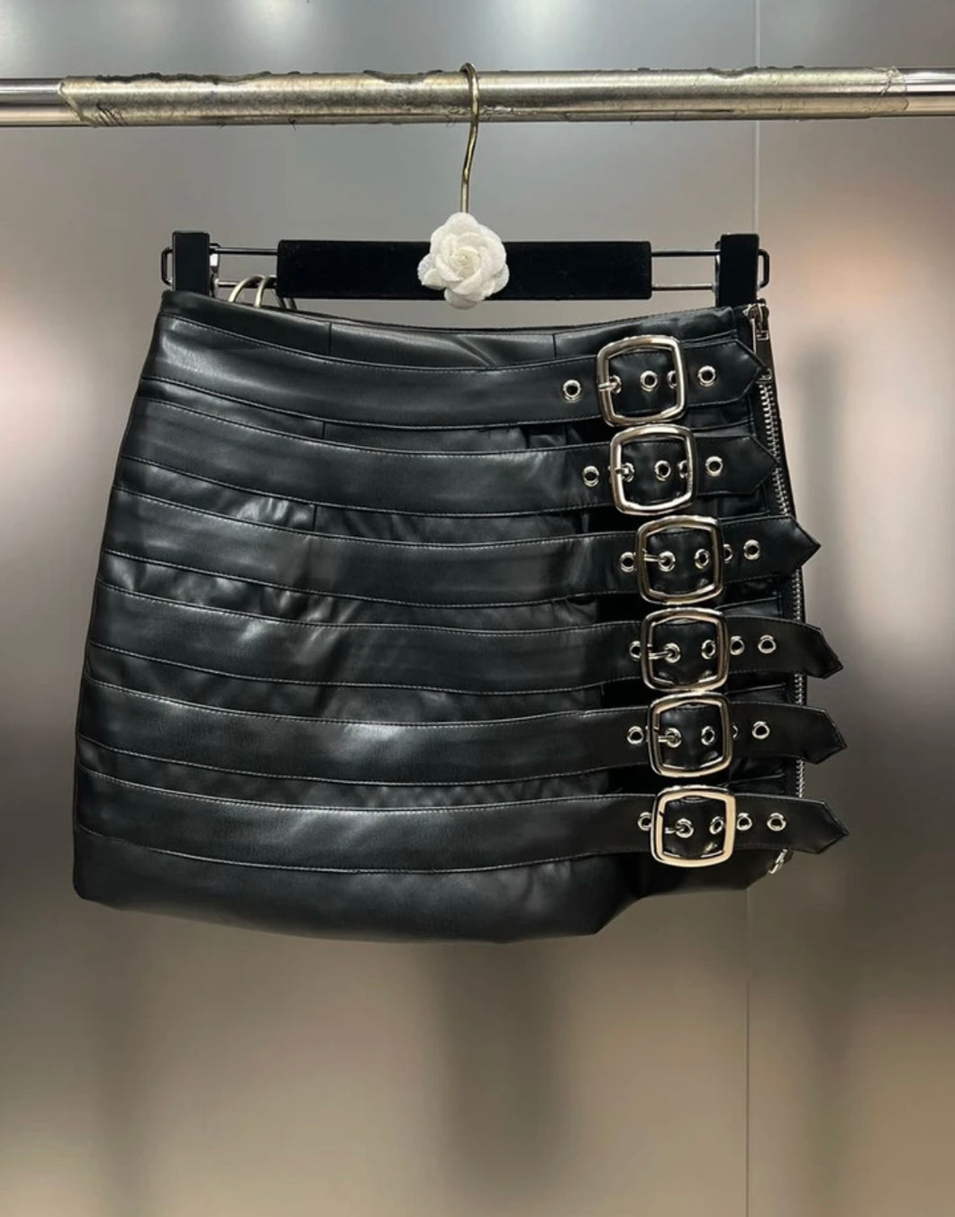 Faux leather mini skirt