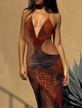 Print cut out maxi dress