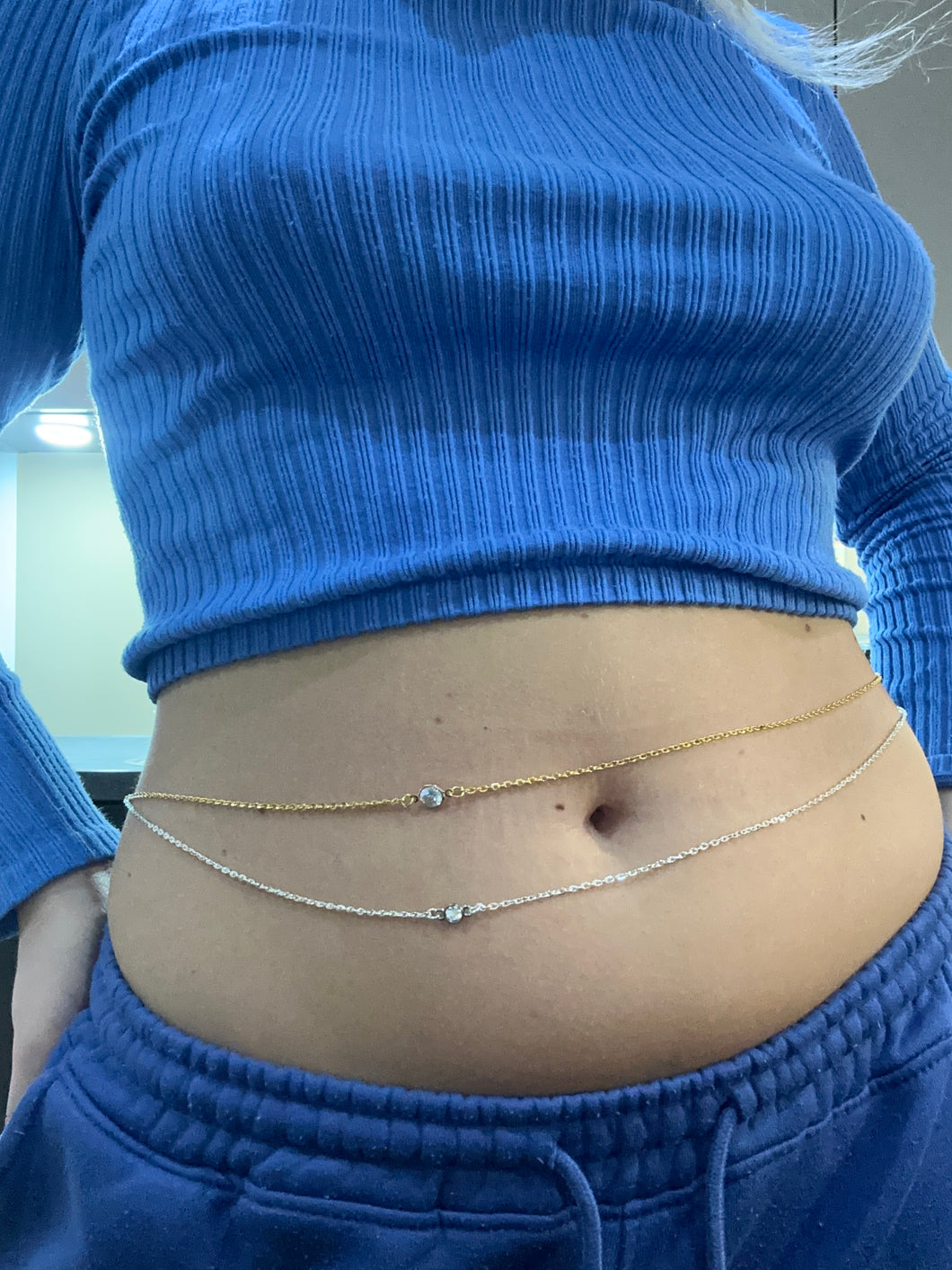 Small crystal pendant belly chain