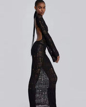 Knitted crochet backless maxi dress