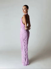Purple plunge maxi dress