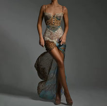 See through leopard print maxi dress