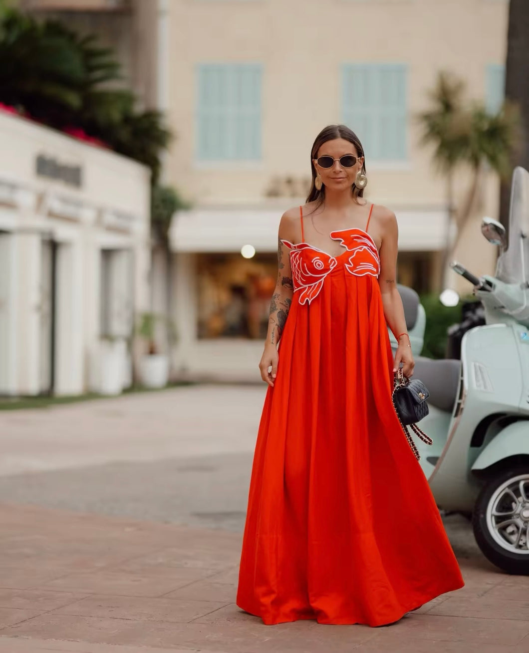 Red maxi dress