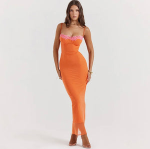 Orange midi dress