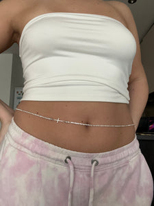 Silver cross belly chain