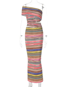 Multi-colour cut out maxi dress