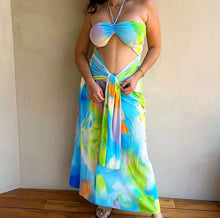 Multi-coloured cut out maxi dress