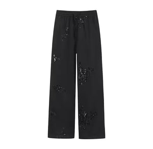 Satin sequin trousers