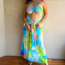 Multi-coloured cut out maxi dress