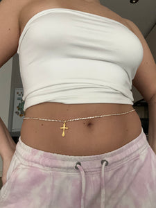 Gold cross belly chain