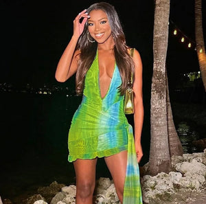 Green mini dress