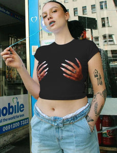 Hands print crop T-shirt