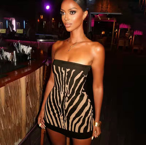 Mini zebra print dress