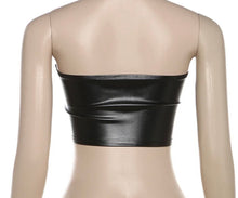 Faux leather bandeau crop top