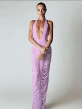 Purple plunge maxi dress