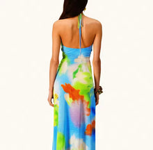 Multi-coloured cut out maxi dress