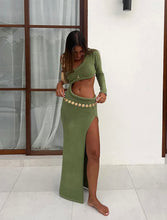 Green cut out summer dress