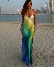 Multi colour satin maxi dress