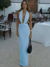 Blue cut out maxi dress